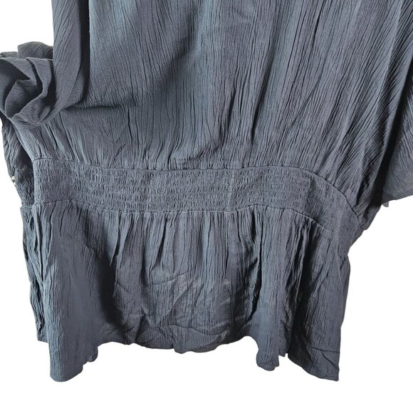 Knox Rose Womens 4X Navy Embroidered Peasant Top Short Flutter Sleeves Casual - Picture 8 of 11